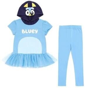 Bluey Little Girls Cosplay T-Shirt Dress and Leggings Outfit Set Toddler